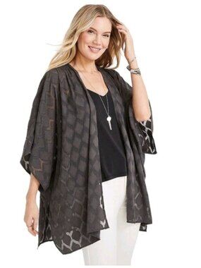 Maurices Kimono Gray Textured Ruana Cover Up